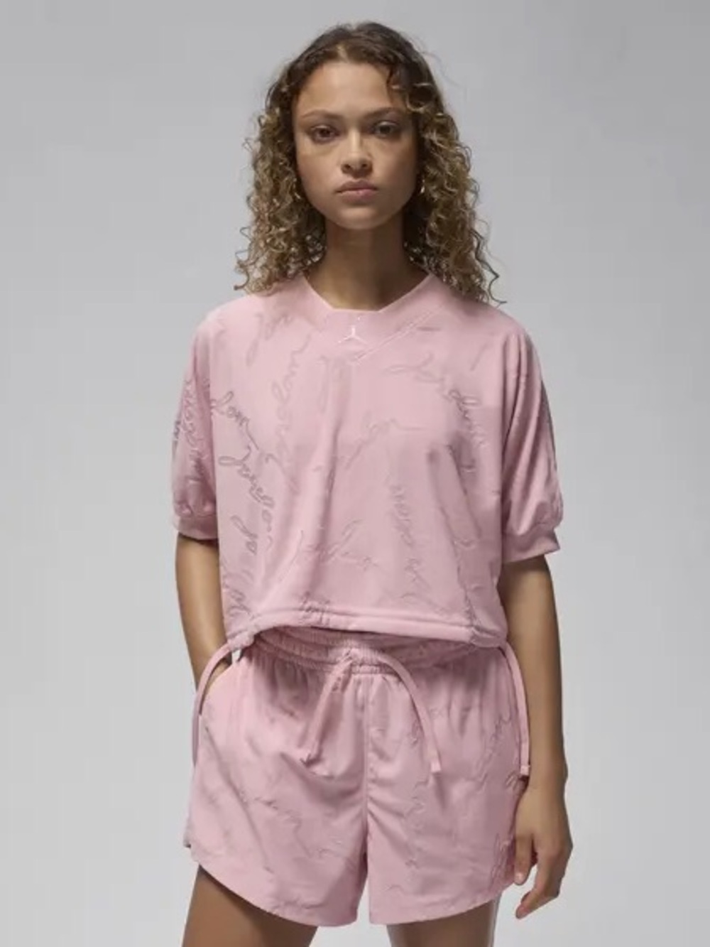NWT Jordan Pink Knit Matching Set, Crop Top (Size S) and Shorts (Size M)